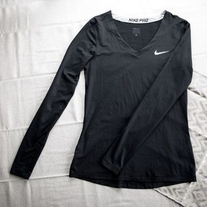 Black Nike Pro Dri-Fit V-neck long sleeve